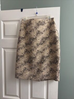 M.STUDIO Beige and Black Snake-Print Pencil Skirt